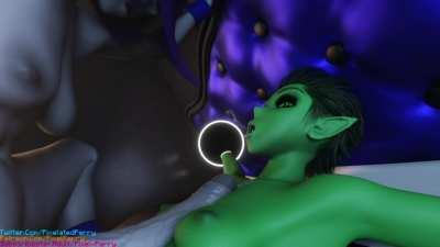 Futa Raven riding Futa Beast Girl (Pixel-Perry) [DC]