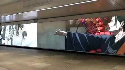 Digital signage of JJK 0 advertisement in Hell Station, Shinjuku. They teased the Gojo & Geto's backstory too 💀