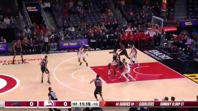 [Highlight] DPOY candidate Trae Young gets up for the block then hits the layup on the other end