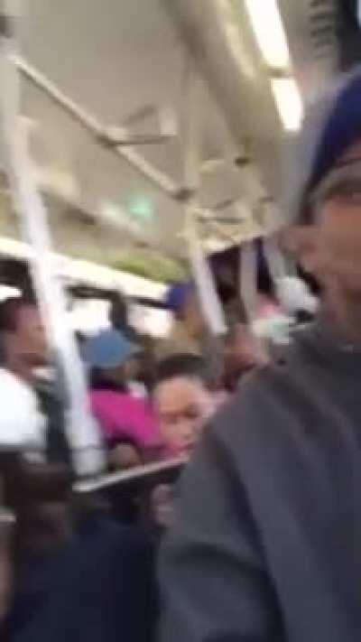 Woman late for work complains loudly on bus, chill guy defuses her