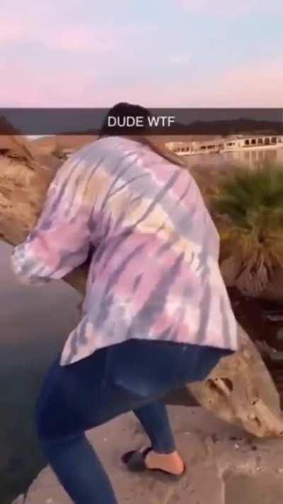 Poor lady can't control herself