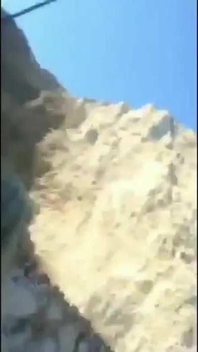 Cliff collapse on a beach in Greece