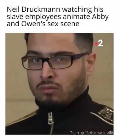 Neil Druckmann watching his slave employees animate Abby and Owen's sex scene