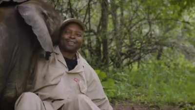 Shavo, the baby elephant, can’t resist crashing the interview when he hears his name