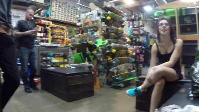 Flashing the shoe guy