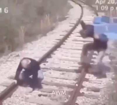 Man gets run over by a train