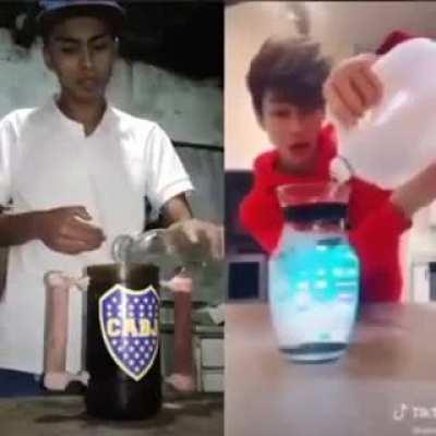 Argentinian boy doing a fake tiktok challenge