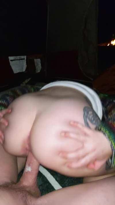 Fucking in our tent while camping last weekend :)