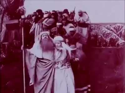 One of cinema's first depictions of the parting of the Red Sea. From The Life of Moses (1909)
