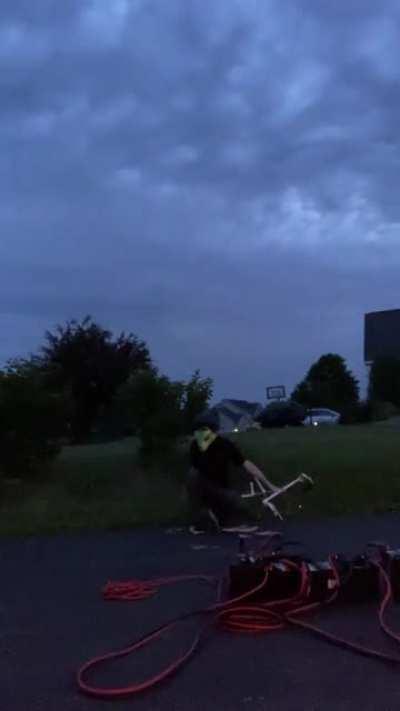 Almost catching a 10,000 degree arc to the face