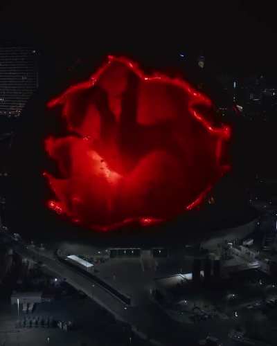 The Las Vegas Sphere looks absolutely terrifying displaying the “Mind Flayer”from Stranger Things