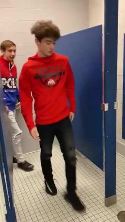 How many guys can you fit into one bathroom stall?