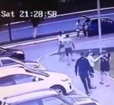 Russian Man gets stabbed so he knocks out the guy that stabbed him.