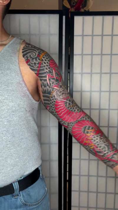 Dragon sleeve done at Hudson Valley Tattoo Co. IG: @jchalarca info@josechalarcatattoos.com
