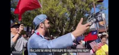 Lele Farley saying what needs to be said to brainless CCP supporters at Taiwan protest in USA