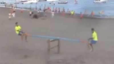 Playing on a beach can be dangerous