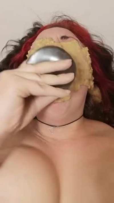 Puke dripping all over whore's face