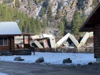 A train has derailed in Paradise Montana. April 2 2023