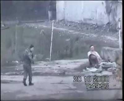 Russian soldiers getting blown up by IED during the Second Chechen War. (2000)