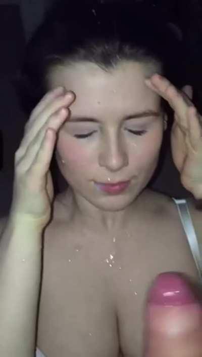 She got sprayed with it!