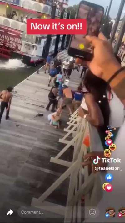 Fight at a dock 