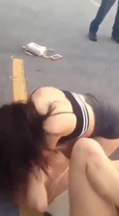 Two girls fighting naked