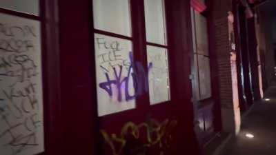 These are some of the local businesses & buildings that had windows smashed in, and were vandalized by protestors throughout the day.