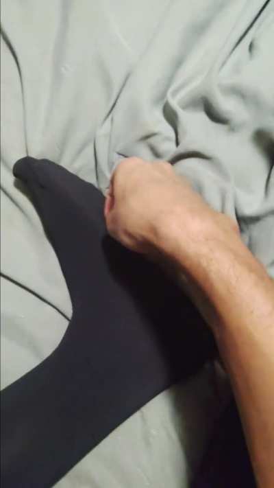 Black nylon tickling 🪶😺🧸