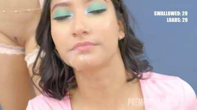 Pris mouthfull swallow, fuckin beautiful