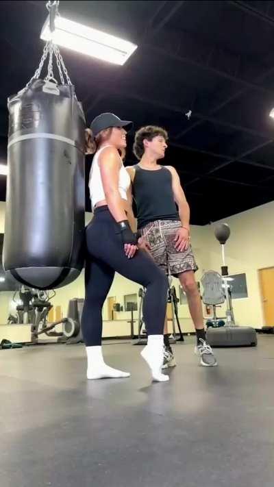 my girlfriend showed up at the gym to stand up for me she Don’t think it my bully is her coach and train her by fucking her wet and sweaty asshole and pussy in front of every one