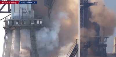 An unexpected explosion at the Starbase facility during engine testing for booster 7, 11 July 2022