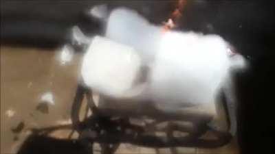 Pouring molten copper on ice