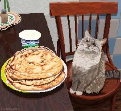 My drawing of the Blini Cat in Pixel Art