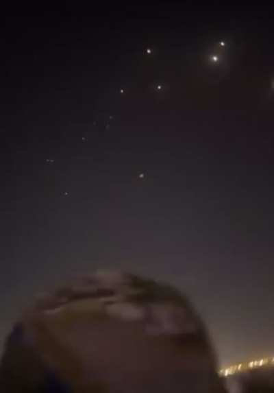 Iranian missiles being intercepted over Qatar