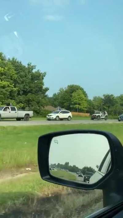 A Trump parade on Highway 9 in Norman. This stretched at least a half mile long.