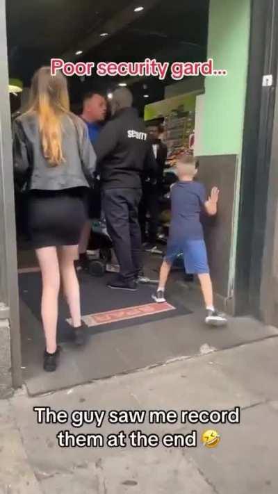 Meanwhile when Dad is yelling at the Security Guard…