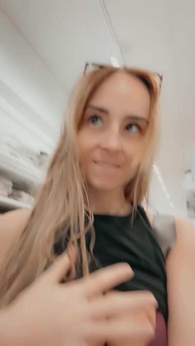 Couldn’t resist showing off my tits while out shopping [gif]