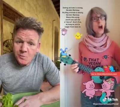 The vegan teacher went for the icon himself...