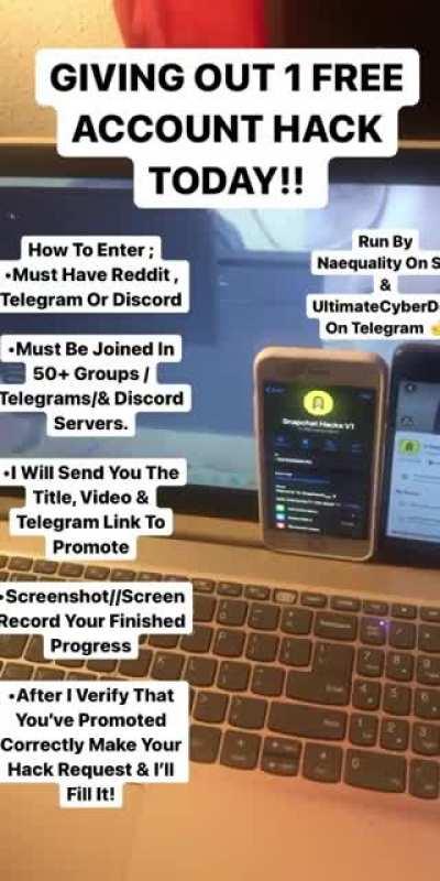 50K, 50K , 50K!!! THANK YALL SO MUCH FOR GETTING THE SNAPHACKS TELEGRAM TO 50K 💯. TO CELEBRATE, ANYONE WILLING TO POST ON REDDIT , TELEGRAM, & DISCORD 50 TIMES- HIT NAEQUALITY//UltimateCyberVendor FOR INSTRUCTIONS!