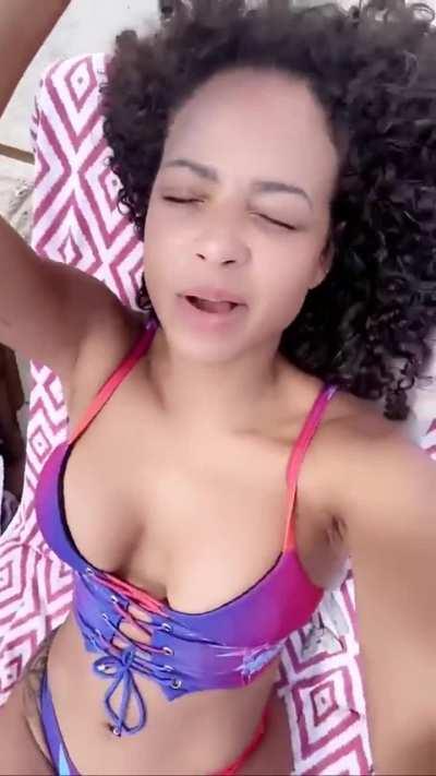 Christina wearing swimsuit