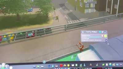 I’m at a genuine loss for words. Rides his cane to the tram stop and just gets off the cane and starts walking. Madman