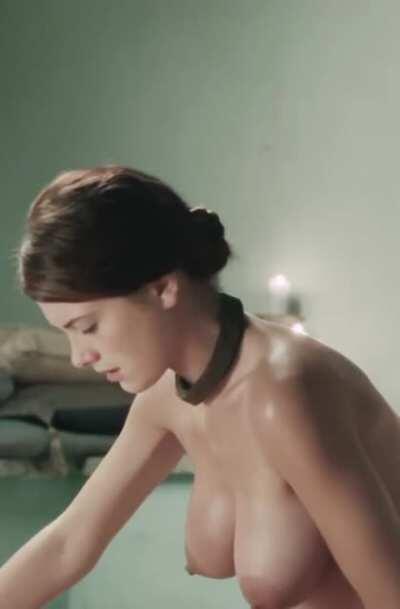 Laura Surrich fully nude showing off her pussy hairstyle and massive pregnant tits on 