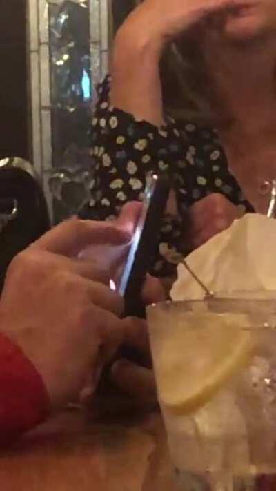 This guys phone screen at the bar