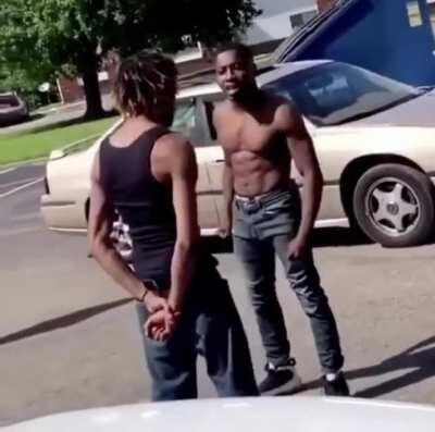 Ate all them punches, kept his cool, AND won the fight peacefully