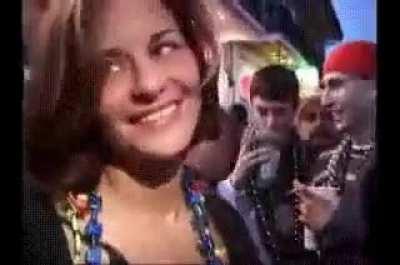 College instructure flashing pussy at mardi gras