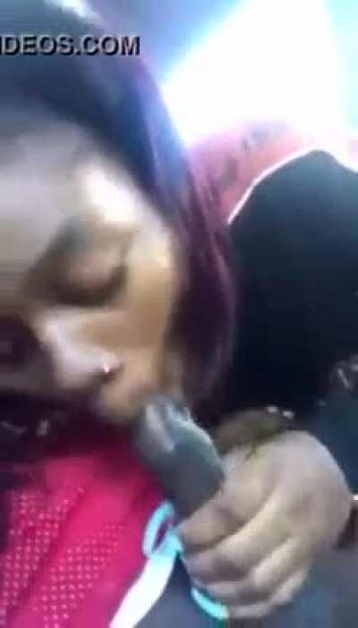 Sloppy toppy in car ebony head