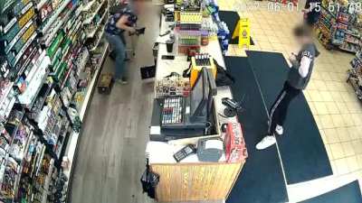 12 year old kid in Michigan robbing a gas station at gun point