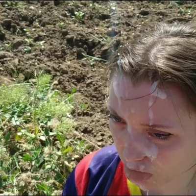 Barca fan covered in cum