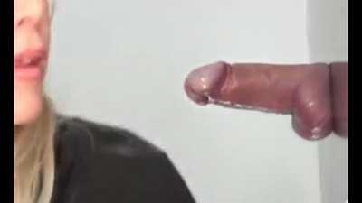 Smoking Hot Blonde Performing Hot Blowjob Gloryhole