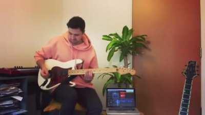 'Breeze' getting that classic 80s guitar tone for one of our tracks ✈️🌴